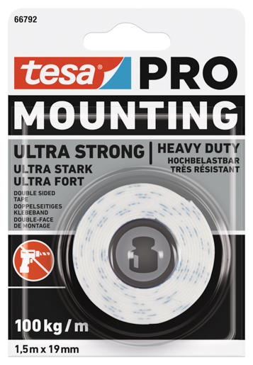 Tesa 66792 Mounting PRO Ultra Strong 1,5m:19mm weiss