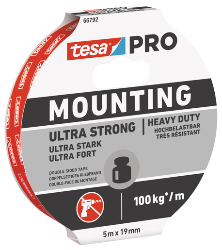 Tesa 66792 Mounting PRO Ultra Strong 1,5m:19mm weiss