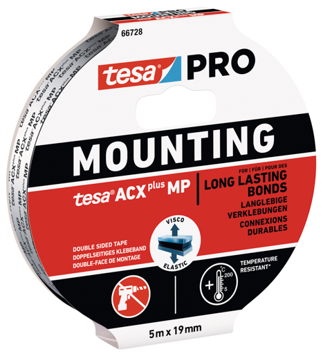 Tesa 66728 Mounting PRO ACX+ MP 5m:19mm schwarz