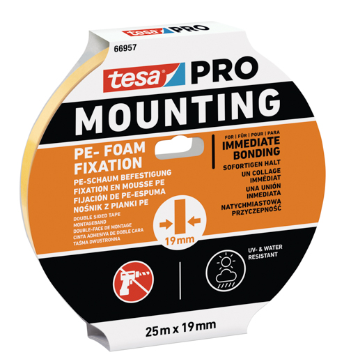 Tesa 66957 Mounting PRO PE-Fixation 25m:19mm weiss