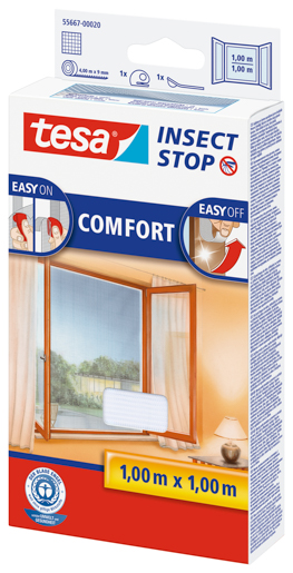 Tesa 55667 Fliegengitter Fenster 1m:1m, weiß, Sichtschutz