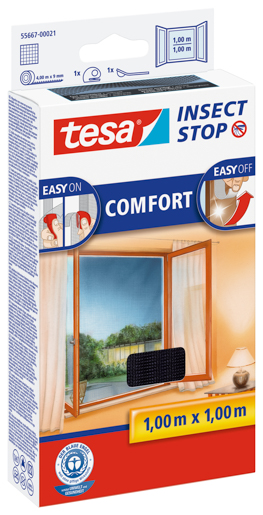Tesa 55667 Fliegengitter Fenster 1mx1m, anthrazit, Sichtschutz