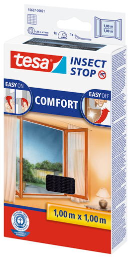 Tesa 55667 Fliegengitter Fenster 1mx1m, anthrazit, Sichtschutz