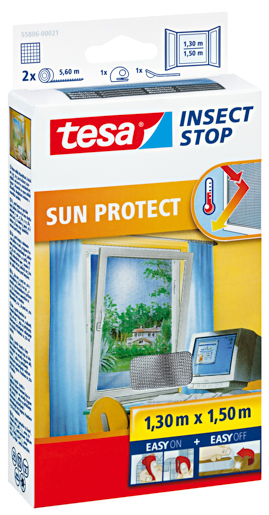 Tesa 55806 Fliegengitter Fenster 1,3m x1,5m, anthrazit, Sonnenschutz
