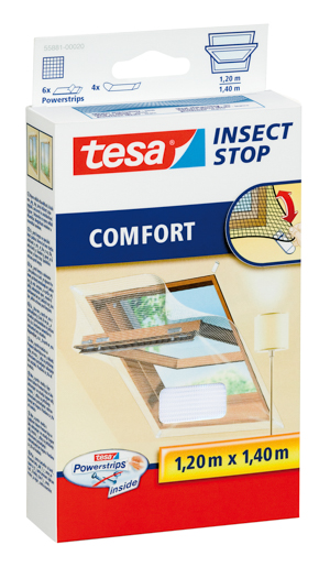 Tesa 55881 Fliegengitter Dachfenster 1,2m:1,4m, weiß, Sichtschutz
