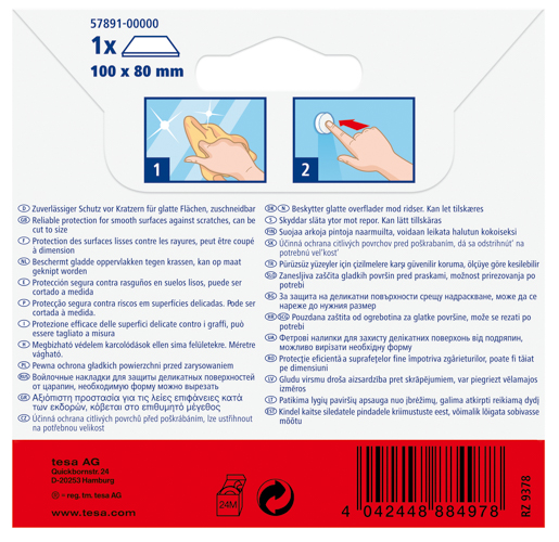 Tesa 57891 Protect Filzgleiter 100mm:80mm, weiß, rechteckig