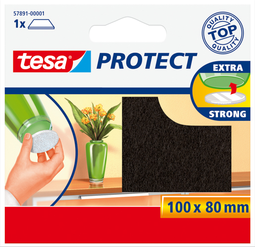 Tesa 57891 Protect Filzgleiter 100mm:80mm, braun, rechteckig