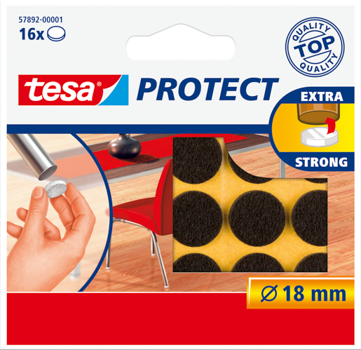 Tesa 57892 Protect Filzgleiter D=18mm, braun, rund (1STK = 1SET a16STK)