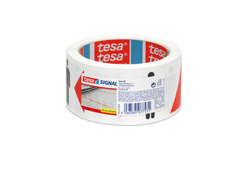 Tesa 58263 Klebeband PP Abstand halten 50m:50mm, rot/weiß