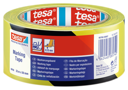 Tesa 60760 Bodenmarkierungsband 33m:50mm, schwarz-gelb