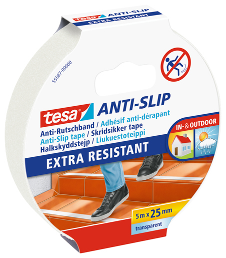 Tesa 55587 Anti Rutschband 5m:25mm, transparent