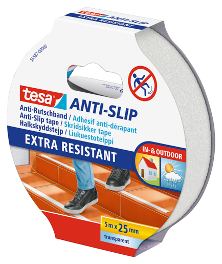 Tesa 55587 Anti Rutschband 5m:25mm, transparent