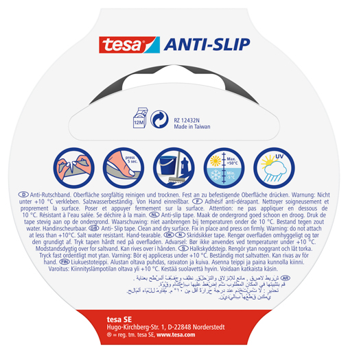 Tesa 55587 Anti Rutschband 5m:25mm, schwarz