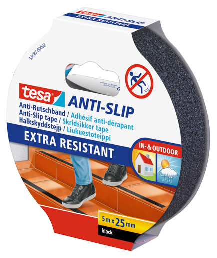 Tesa 55587 Anti Rutschband 5m:25mm, schwarz