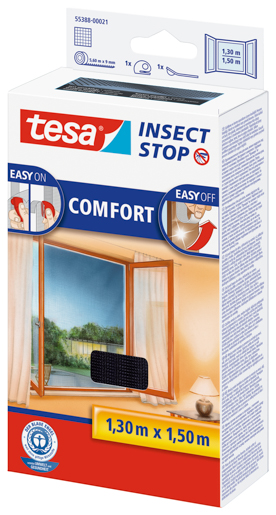 Tesa 55388 Fliegengitter Fenster 1,30m:1,50m, anthrazit, Sichtschutz