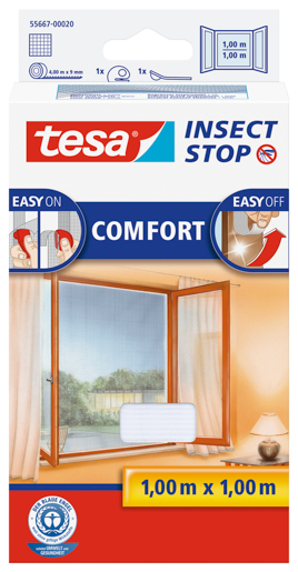 Tesa 55667 Fliegengitter Fenster 1m:1m, weiß, Sichtschutz
