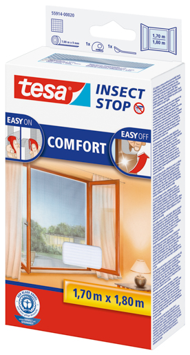 Tesa 55914 Fliegengitter Fenster 1,7m x1,8m, weiß, Sichtschutz