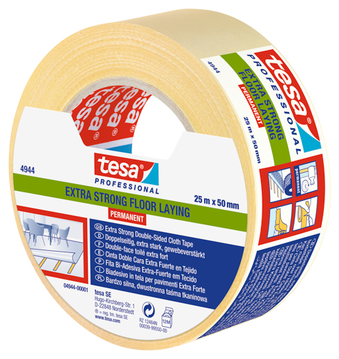 Tesa 4944 Tesafix Verlegeband 25m:50mm, weiß