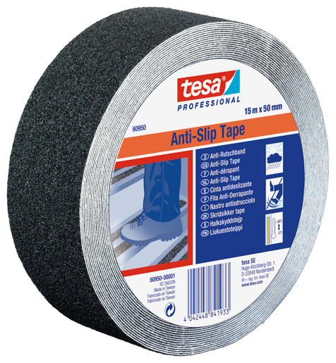 Tesa 60950 Anti-Rutsch Klebeband 15m:100mm, schwarz