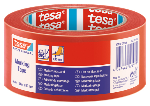 Tesa 60760 Bodenmarkierungsband 33m:50mm, rot