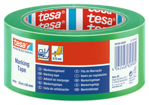 Tesa 60760 Bodenmarkierungsband 33mx50mm, grün / fluoreszierend