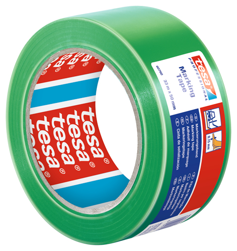 Tesa 60760 Bodenmarkierungsband 33mx50mm, grün / fluoreszierend