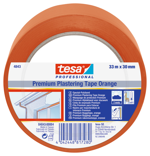 Tesa 4843 Putzband Winterband 33m:30mm, orange, glatt