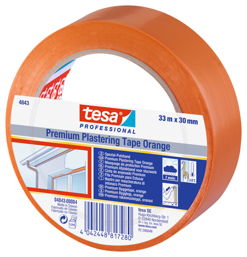 Tesa 4843 Putzband Winterband 33m:30mm, orange, glatt