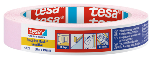 Tesa 4333 Präzisionskrepp Sensitiv 50m:19m, hellrosa