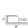 MPlus Einfassprofil 210 SBS 270cm 7,2 - 8,2mm Alu Silber elox. F4 Best